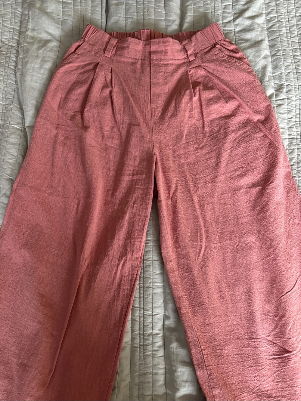 High-Rise Wide Leg Pants in Rose